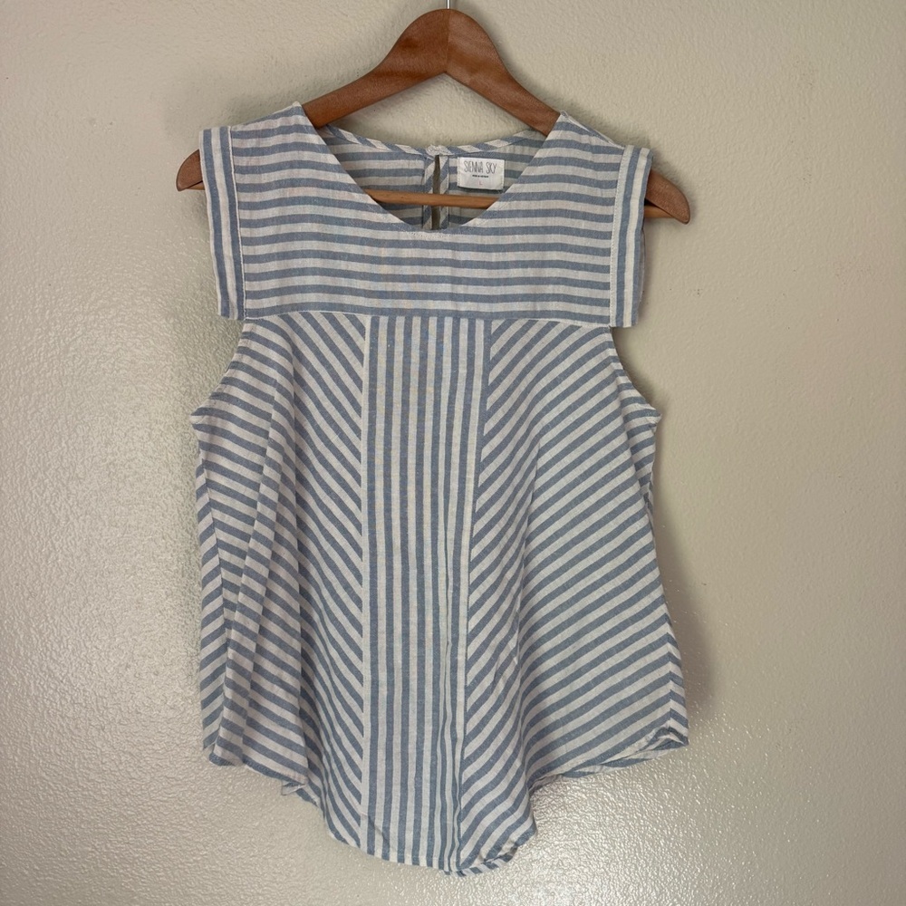 ❇️Sienna Sky Blue and White Striped Blouse 2 for $22❇️
